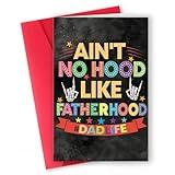 ICOOLYI Cool Father's Day Gift for Dad, Great Fathers Day Card from Son Daughter Kids or Wife, Gifts for Dad Who Wants Nothing, 'Ain't No Hood Like Fatherhood' Design