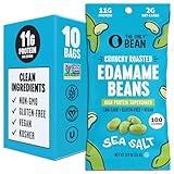 The Only Bean Crunchy Dry Roasted Edamame Snacks (Sea Salt), Keto Snack Food, High Protein (11g) Healthy Snacks, Low Carb Gluten Free Office Vegan Food 100 Calorie Snack Pack, 0.9oz 10 Pack
