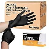 OKIAAS Black/Pink Vinyl Gloves Disposable Latex Free, Food Safe, Powder Free, 5 Mil Thickened for Cooking, Cleaning, Food Prep, Baking, Hair Dye, Tattoo, Large, 100 Count