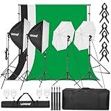 LDGHO Photography Lighting kit with Backdrops, 8.5x10ft Backdrop Stands, UL Certified 5500K 800W Equivalent 25W LED Umbrella Softbox Continuous Lighting, Photo Studio Equipment for Photo Video Shoot