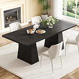 LITTLE TREE Dining Table for 6 People, Wooden Table, Rectangle Furniture with Heavy Duty Legs, Modern Kitchen Table for Home, Dining Room, Black