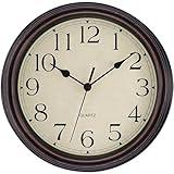 Foxtop Retro Silent Non-Ticking Round Classic Clock Quartz Decorative Battery Operated Wall Clock for Living Room Kitchen Home Office 12 Inch (Bronze)