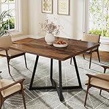 Tribesigns Square Dining Table for 2, 31.5" Industrial Dinner Table with Metal Base, Kitchen Table for Dining Room, Small Space, Apartment, Rustic Brown & Black