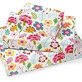 WRAPAHOLIC Floral Wrapping Paper Sheet - 6 Sheets Pink and Yellow Floral Design Folded Flat for Birthday, Wedding, Mother's Day, Baby Showers - 19.7 Inch x 30 Inch Per Sheet