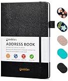 Comkiso Address Book with Individual Alphabetical Tabs Laminated, Large Print Address Book with 468 Wide Lining Entry Spaces, Change of Address Labels, Hardcover Address Book 5.7 x 8.5" - Black