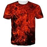 Yasswete Men's Women's Flame T-Shirts Unisex Fire Graphic Tees Cool 3D Fashion Shirts Red Shirts for Young Adults Teens Size XL