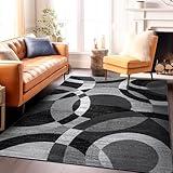 Rugshop Contemporary Abstract Circles Perfect for high Traffic Areas of Your Living Room,Bedroom,Home Office,Kitchen Area Rug 6'6" x 9' Gray