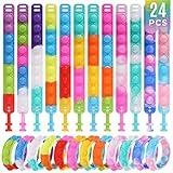Kids Party Favors Pop Fidget Toys Bulk Its 24 Packs Fidget Bracelet It Birthday Party Favors for Kids Goodie Bags Stuffers for Kids Classroom Prizes Poppers Back to School Student Gifts Girls Boys