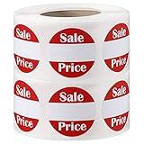 Tenare 1000 PCS Sale Price Labels Garage Yard Sale Stickers 0.87 Inches Round Red Self Adhesive Discount Pricing Retail Stickers for Retail Store