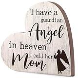 Jetec Bereavement Gift Sympathy Memorial Decor Wooden Heart Shaped Sign Memorial Sign for Loss of Mother Grief Funeral Sorry for Loss Loving Mom