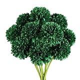 Louiesya 12Pcs Blackish Green Artificial Chrysanthemum Flower Balls Silk Fake Flowers for Indoor Outdoor Decor Wedding Spring New Year Home Kitchen Party Decorations
