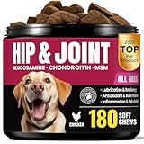 Glucosamine for Dogs Hip and Joint Supplement Chews, Chondroitin Joint Supplement for Dogs, Wuffe Joint Chews for Dog, Dog Supplement for Joint Pain Relief - 60-Day Satisfaction Guarantee -180 Ct