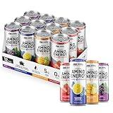 Optimum Nutrition Amino Energy Sparkling Hydration Drink, Electrolytes, Caffeine, Amino Acids, BCAAs, Sugar Free, 12 Fl Oz, Variety Pack of 12 (Packaging May Vary)