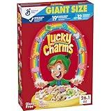 Lucky Charms Gluten Free Cereal with Marshmallows, Limited Edition Jumbo Rainbows, Kids Breakfast Cereal, Made with Whole Grain, Giant Size, 26.1 oz