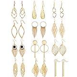 Gold Dangle Earrings for Women: 12 Pairs Drop Dangle Earrings Boho Fashion Jewelry Vintage Statement Boho Bohemian Earrings Set for Women - Dangling Earrings for Women Trendy Christmas Gifts