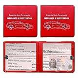 Ziciner Car Registration Insurance Holder, 2Pack Essential Auto Card Document Glove Box Organizer with Velcro Closure, Vehicle Interior Accessories Perfect for Most Car, Truck, SUV (Red/Big Car)
