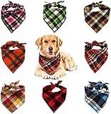 VIPITH 8 Pack Triangle Dog Bandanas, Reversible Plaid Painting Bibs Scarf, Washable Christmas Dog Bandanas Apparel & Accessories Kerchief Set