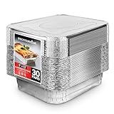 (Set of 30) 9 x 13 Disposable Aluminum Pans with Lids - (30) Heavy Duty Foil Pans with Lids 9x13 (30) Foil Pan Covers, Food Catering Containers for Baking, Cooking, Heating, Storage, Holiday Meal Prep