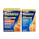 Theraflu Severe Cold Relief Hot Liquid Powder Combo: 12ct Daytime/Nighttime Honey Lemon Flavor + 6ct Daytime Honey Ginger Flavor