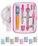 Mr. Pen- Geometry Set, 13 pcs, Compass for Geometry, Protractor Set, Geometry Kit Set with Shatterproof Storage Box, Geometry Kit, Drawing Tools, Drafting Set, Drafting Tools & Drafting Kits (Pink)
