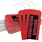 Repair Required Tags with Wires Attached (Pack of 100),Maintenance Repair Label Tags with Wire