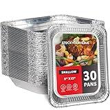 (30 Pack) Disposable Aluminum Pans 9x13 Shallow, Heavy Duty 1.75" Deep Foil Pans, Baking Tins, 13x9 Baking Pan for Cooking and Serving Cookies, Brownies, Sheet Cake, Cookie Sheets, Holiday Meal Prep