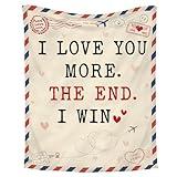 WRAPIX Anniversary Wedding Gifts for Him Her - I Love You More Soft Fleece Throw Blanket 60x80 in - Couple Gifts for Girlfriend Boyfriend, Wife Husband Birthday Gift Ideas, Love Blanket