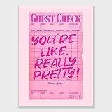 DFKJIB Preppy Funky Vintage You're Like Really Pretty Guest Check Poster Retro Canvas Wall Art Y2k Pink Maximalist for Room Aesthetic Trendy Decor Prints for Dorm Pub Bar Cart 12x16in Unframed