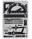 Mr. Pen- Professional Geometry Set, 15pcs, Black Geometry Kit for Artists and Students, Geometry Set, Metal Rulers and Compasses, Drawing Tools, Drafting Supplies, Drafting Set, Drafting Tools and Kit
