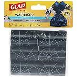 Glad for Pets Extra Large Tropical Breeze Scented Dog Waste Bags Refill Rolls| Poop Bags for Dogs, 90 Count - Dog Poop Bag Refills, 15 Dog Waste Bags Per Roll