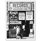 VERENIX Fashion Black And White Photography Wall Art Vintage Preppy Record Shop Poster Retro Trendy Music Art Aesthetic Canvas Print for Music Lovers Gifts 12x16 inch Unframed