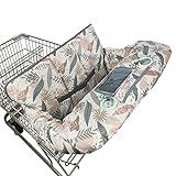 Shopping Cart Cover for Baby, 2 in 1 High Chair Cover for Restaurant seat & Grocery Cart Cover for Babies, Thick Padded with Clear Phone Pouch, Machine Washable, Leaves