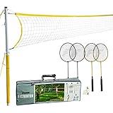 Franklin Sports Badminton Set - Backyard + Beach Badminton Net Set - Rackets and Birdies Included - Portable 4 Player Game for Adults + Kids - Family