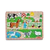 Melissa & Doug Old MacDonald's Farm Sound Puzzle With Light-Activated Sound Effects Farm Animal Toys, Puzzles For Toddlers And Kids Ages 2+