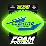 LIGHTRO - Soft Foam Glow in The Dark Football - 8" Youth Size - Super Bright LEDs - Batteries Included - LED Football - for Kids 6 7 8 9 10 11 12 - Light Up Gift for Birthdays - Kids & Boys