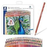 STAEDTLER Colored Pencils Set (72-Pack) - Ergonomic Triangular Barrel, Smooth 4mm Lines, Wood - 72 Vibrant Colors in Tin, for Artists & Students