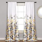LUSH DÉCOR, 95” x 52”, Yellow and Gray Lush Decor Zuri Flora Curtains Light Filtering Window Panel Set for Living, Dining, Bedroom (Pair)