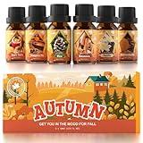 SNOWSEN Autumn Essential Oil Set, Fragrance Oil Set for Diffuser, Soap & Candle Making, Humidifiers - Apple Spice, Pumpkin Pie, Pine, Cinnamon, Vanilla, Snickerdoodle Scents Oils for Home Care 6x10ml