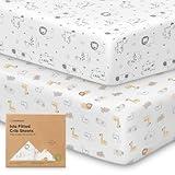 KeaBabies 2-Pack Baby Crib Sheets for Boys, Girls - 52x28 Viscose Derived from Bamboo Toddler Bed Sheets Neutral, Fitted Crib Mattress Cover for Standard Baby Bedding, Soft & Cozy (KeaSafari)