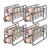 MOOACE 4 Pack Can Dispenser Rack, Stackable Can Storage Organizer Holder for Canned Food Kitchen Cabinet Pantry Countertop, Black