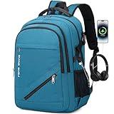 FENGDONG 17.3 inch Large Laptop Backpack Durable Waterproof Travel College Backpack Bookbag for Men & Women Business Backpack with USB Charging Port and Headset Port Light Teal