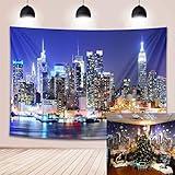 BINQOO 7x5FT New York City Skyline Backdrop New York Night Scene Background NYC Bridge Skyscraper Urban Light Photo Studio Porps