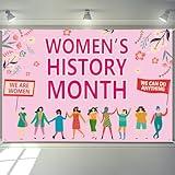 Arosche Womens History Month Banner 72" x 48" National Women's History Month Decorations Girls Women Flowers Party Supplies Hanging Banner for Classroom, Photography Background, Home, Balcony Decor