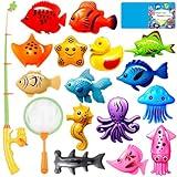 CozyBomB™ Kids Fishing Bath Toys Game | Magnetic Floating Toy Magnet Pole Rod Net, Plastic Floating Fish Toddler Pool Education Teaching and Learning Colors Birthday Age 3 4 5 6 Year