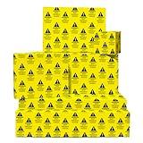 CENTRAL 23 Rude Wrapping Paper For Men Women - 6 Sheets Of Birthday Gift Wrap - Warning Sh*t Present - Yellow - Funny Wrapping Paper Adult - Friends Wrapping Paper - Comes With Stickers
