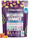 Ashwagandha Gummies and Lions Mane Mushroom Gummies Supplement - Organic - Reishi, Cordyceps, Turkey Tail, Maitake, Shitake, Chaga - Immune Defense, Boosts Cognitive Performance, Vegan, Low Carb