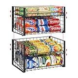 2 Pack Stackable Can Organizer for Pantry, Adjustable Can Holder Rack for Canned Food Soda Drink Goods Storage up to 60 Cans Storage, 2-Tier, Black