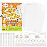 225PCS Printable Shrinky Dink Sheets Keychains Kit with 25 Printable Shrink Plastic Sheets and 200 Accessories for Inkjet Printer Kids DIY Crafts and Mothers Day Gifts Ornament 8.3x5.8in/21x14.8cm