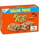 REESE'S Puffs Cereal Treat Bars, Peanut Butter and Cocoa, Snack Bars, Value Pack, 16 Ct, 13.6 oz