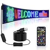 RAYHOME Scrolling Huge Bright Advertising LED Signs, Flexible USB 5V LED Store Sign Bluetooth App Control Custom Text Pattern Animation Programmable Display for Store Car Bar Hotel (27''x5'')
